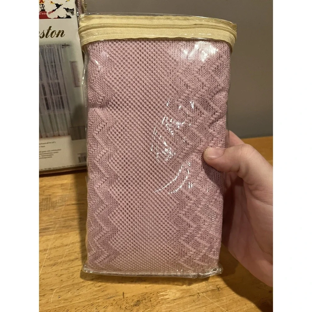 Vtg Duck River Pink‎ Lace Curtain Drape Panels Charleston 40 X 81